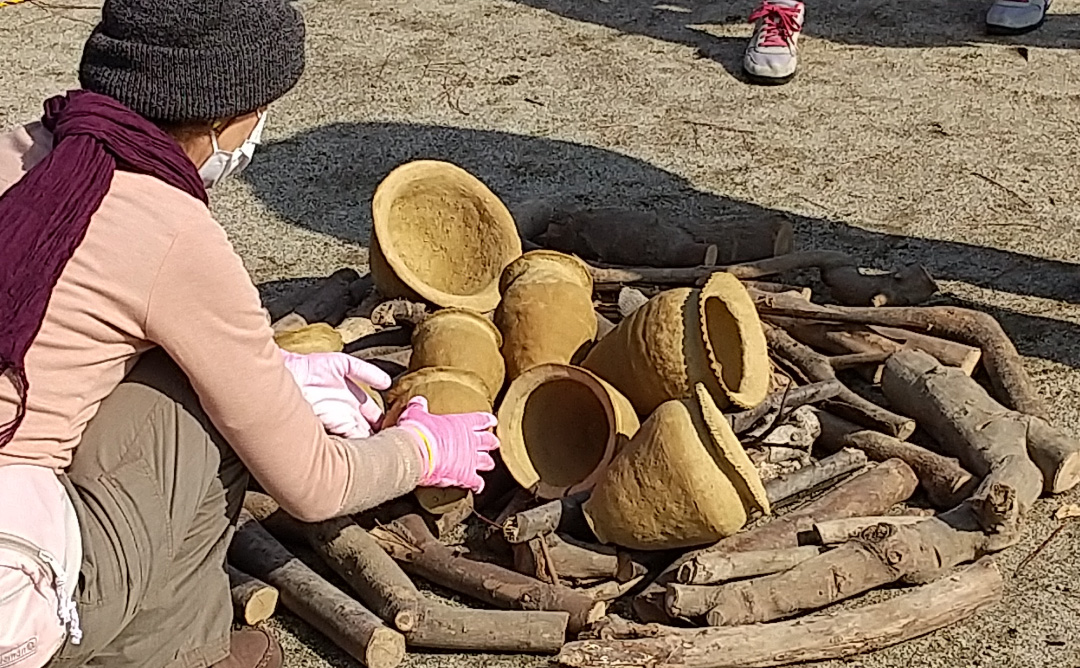 土器焼成の準備