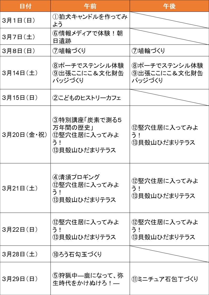 弥生月間イベントスケジュール